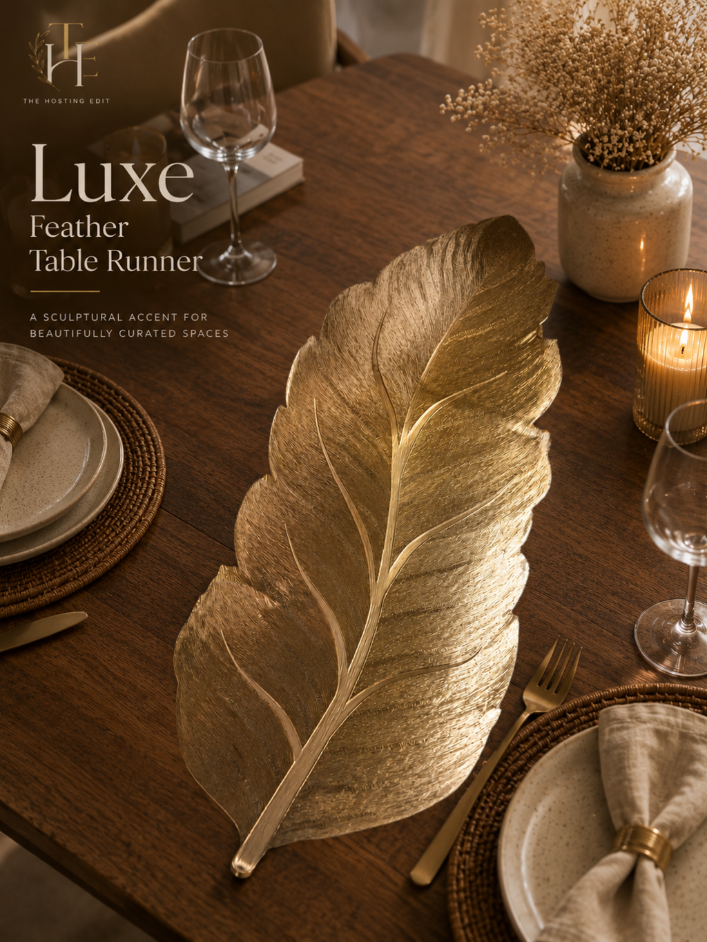 Luxe Feather Table Runner